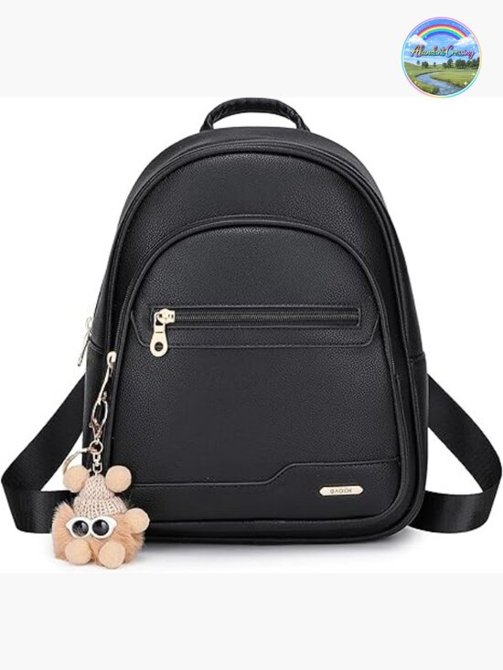 Faux Leather Mini Backpack Purse with Cartoon Charm, Cute Fashion Backpack for main image 6